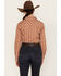 Image #4 - Wrangler Women's Boot Barn Exclusive Floral Dot Stripe Print Long Sleeve Western Pearl Snap Shirt, Rust Copper, hi-res