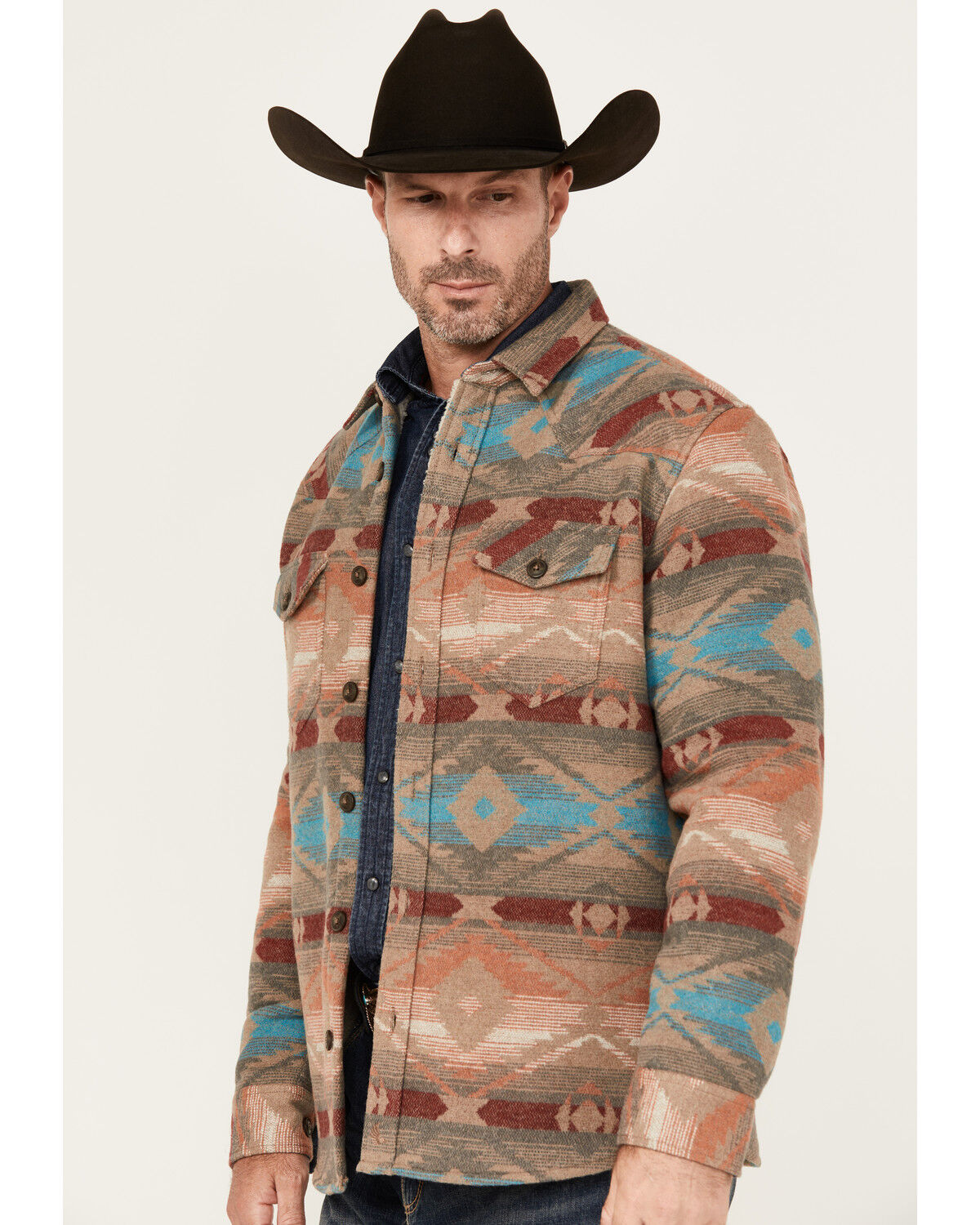Image #2 - Cody James Men's Base Camp Sherpa Lined Flannel Shirt Jacket, Tan, hi-res