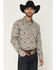 Image #1 - Gibson Trading Co Men's Retro King Floral Print Long Sleeve Button-Down Western Shirt, Light Blue, hi-res