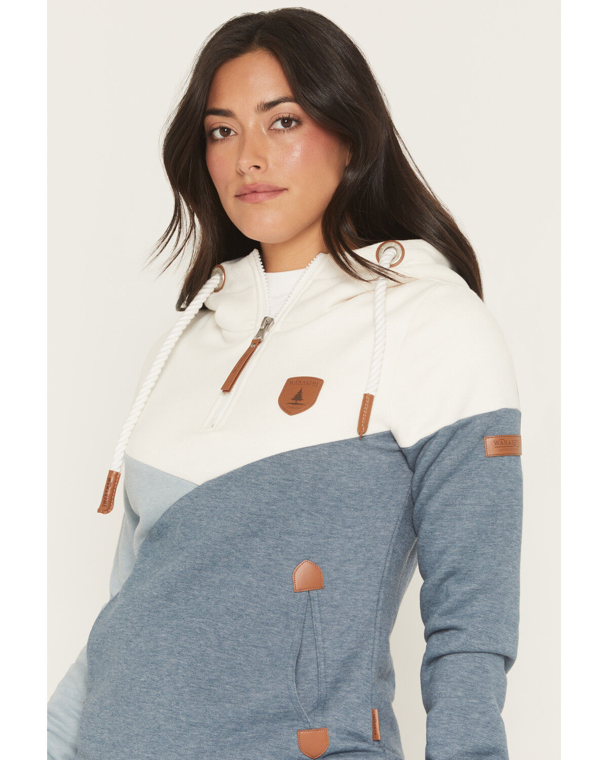 Image #2 - Wanakome Women's Roxy Color Block 1/2 Zip Pullover Hoodie, Indigo, hi-res