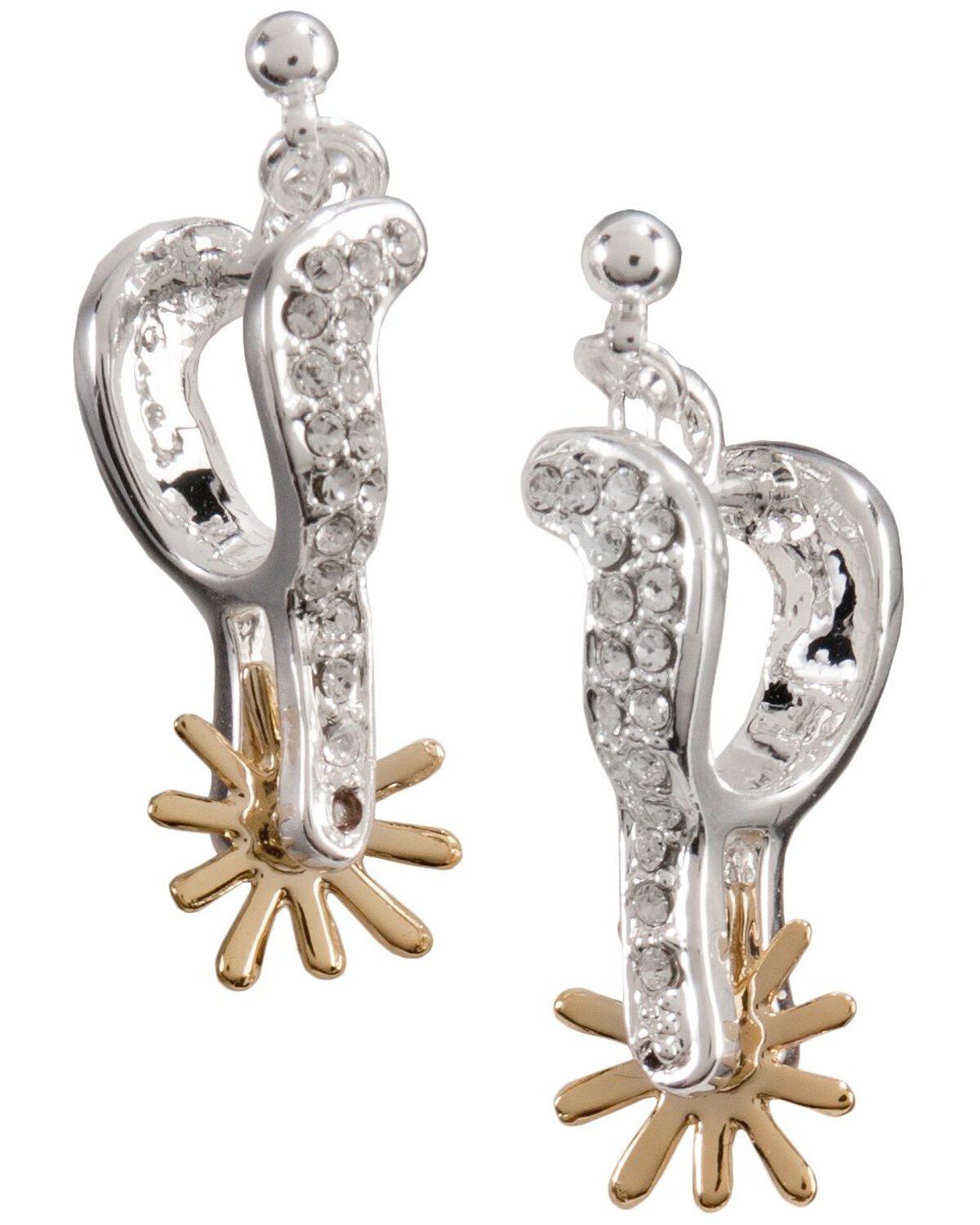 Image #1 - Montana Silversmiths Women's Rhinestone Spur Earrings, Silver, hi-res