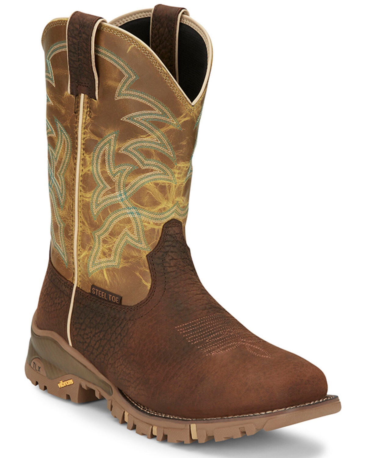 Tony Lama Men's Roustabout Pull-On Work Boots - Steel Toe, Brown, hi-res