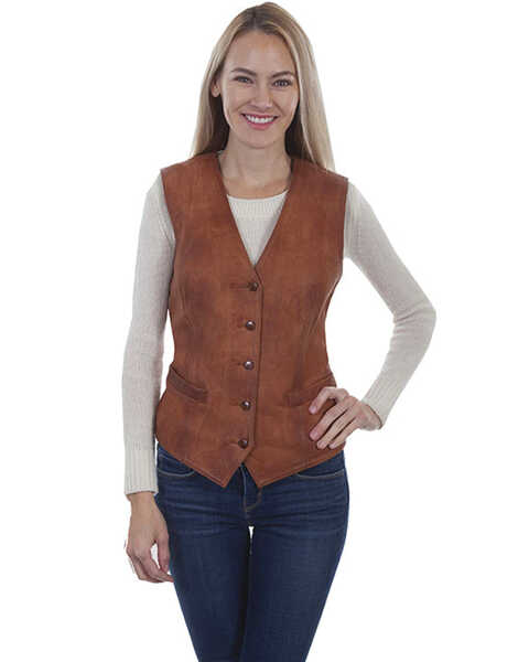 Image #1 - Leatherwear by Scully Women's Cognac Western Vest, , hi-res