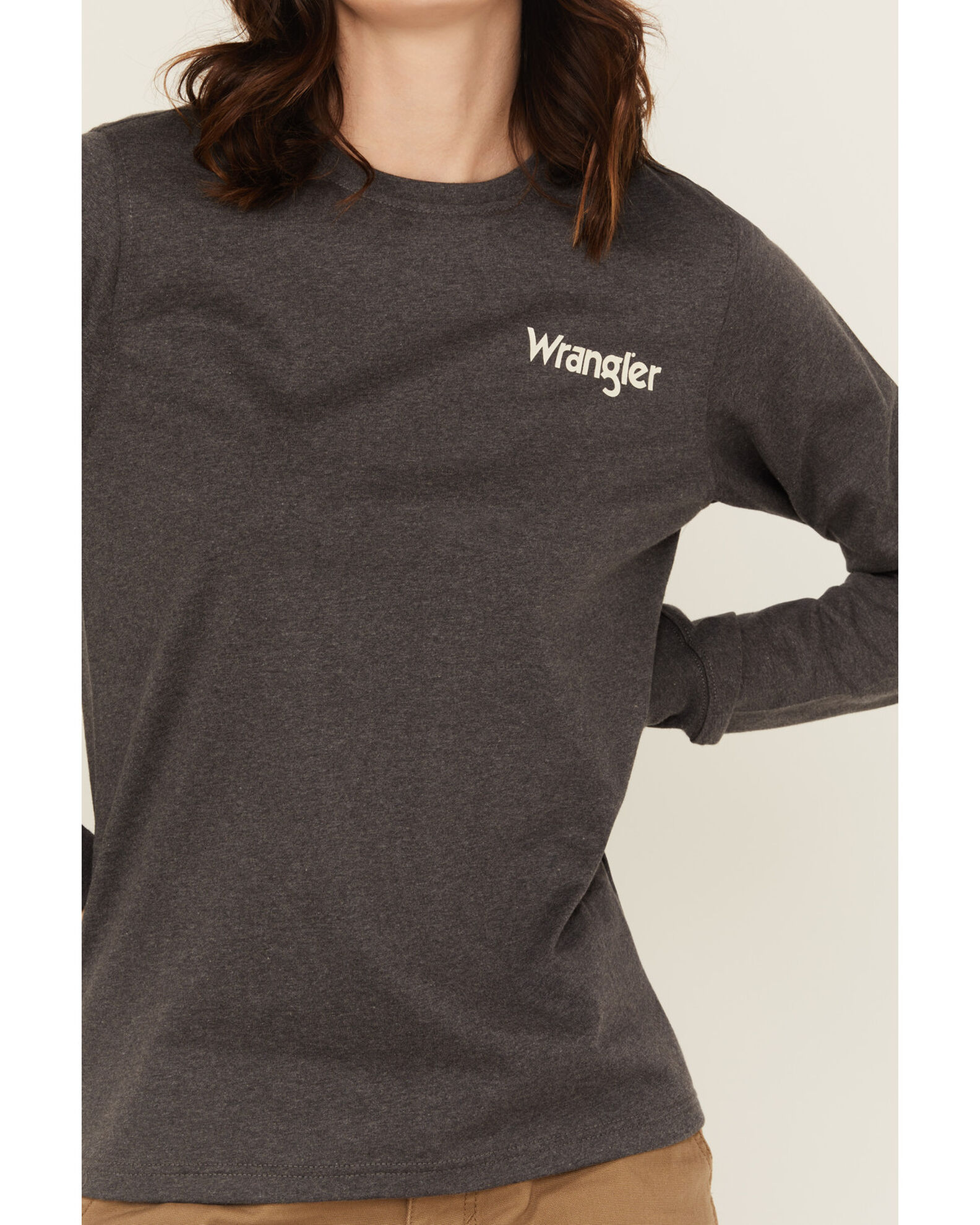 Image #3 - Wrangler Women's FR Eagle Long Sleeve Graphic Work T-Shirt - Plus, Charcoal, hi-res