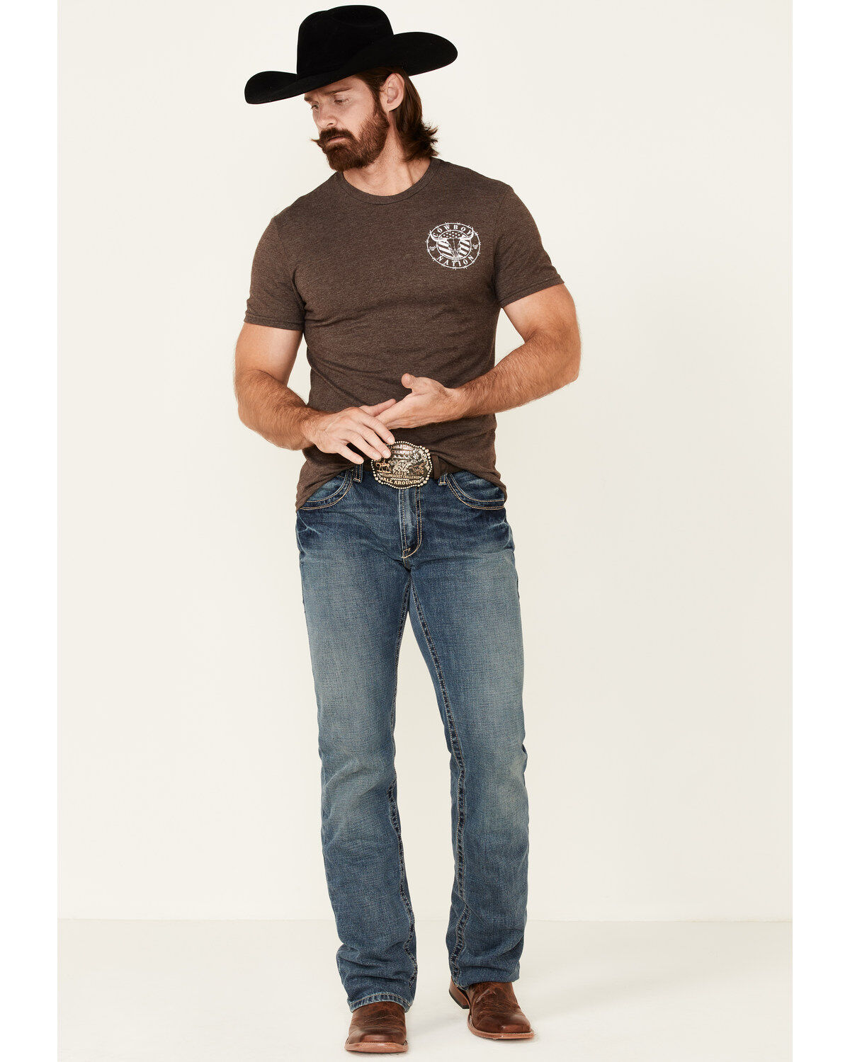 polo shirt with cowboy boots