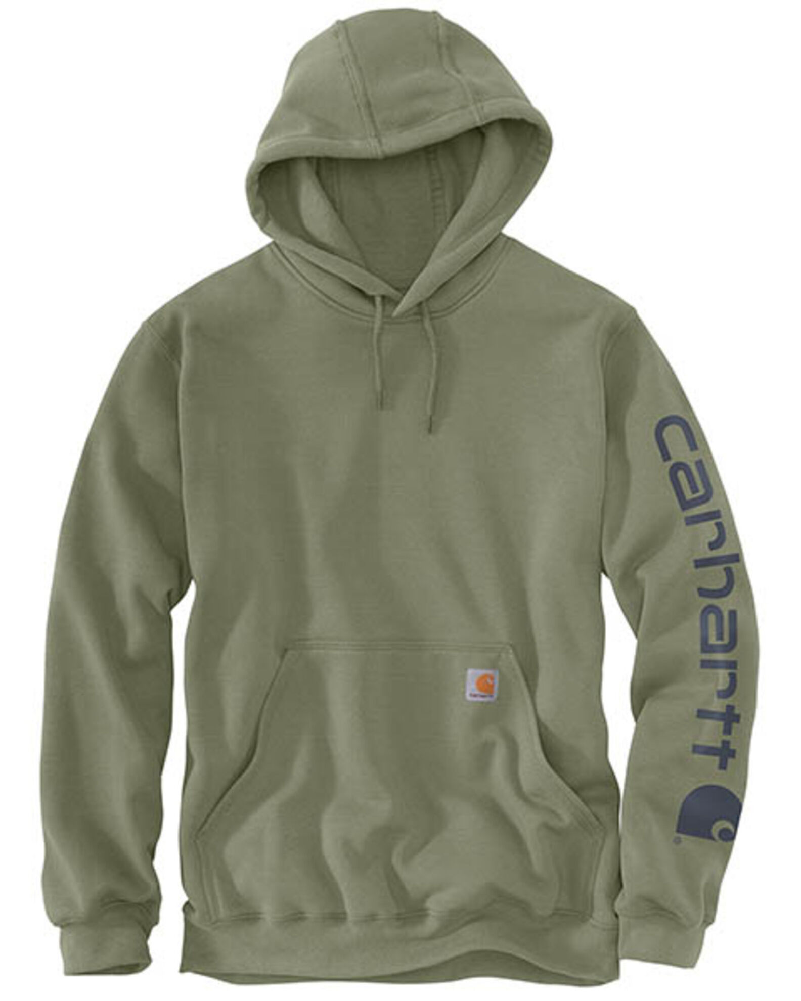 Image #2 - Carhart Men's Loose Fit Midweight Logo Hooded Sweatshirt, Olive, hi-res