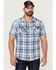 Image #1 - Flag & Anthem Men's Bartlett Vintage Plaid Short Sleeve Snap Western Shirt , Indigo, hi-res