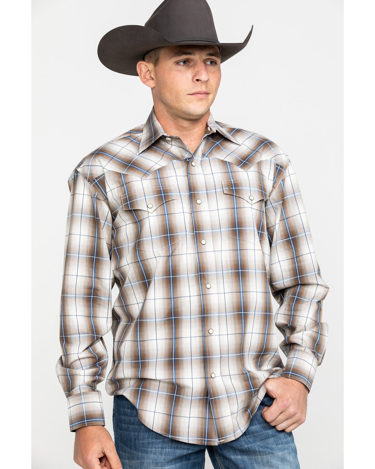 Image #5 - Roper Men's Brown Large Plaid Long Sleeve Western Shirt, , hi-res