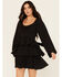 Image #1 - Originality Women's Long Sleeve Tiered Mini Dress, Black, hi-res