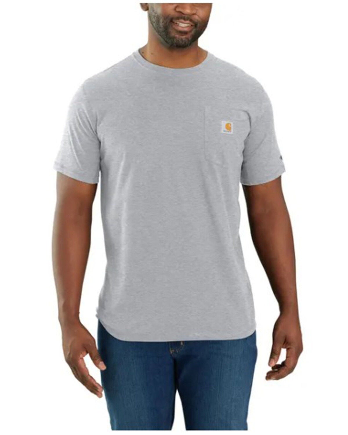 Carhartt Men's Force Relaxed Fit Short Sleeve Pocket T-Shirt - Tall, Heather Grey, hi-res