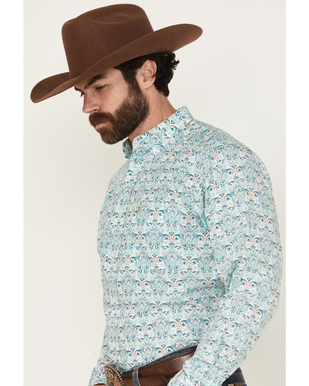 Ariat Men's Jerome Paisley Print Long Sleeve Button-Down Western Shirt