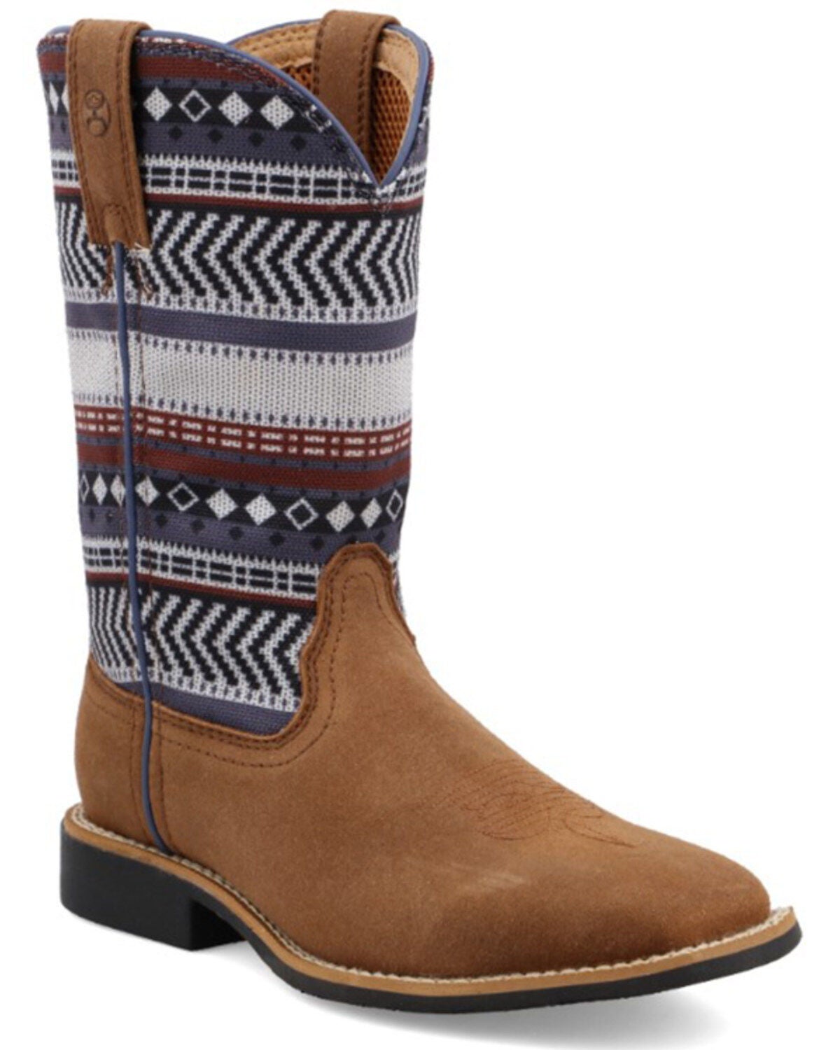Hooey Twisted X Kids' Serape Stripe Western Boot - Square Toe, Brown, hi-res