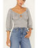 Wild Moss Women's Lurex Keyhole Top, Black, hi-res