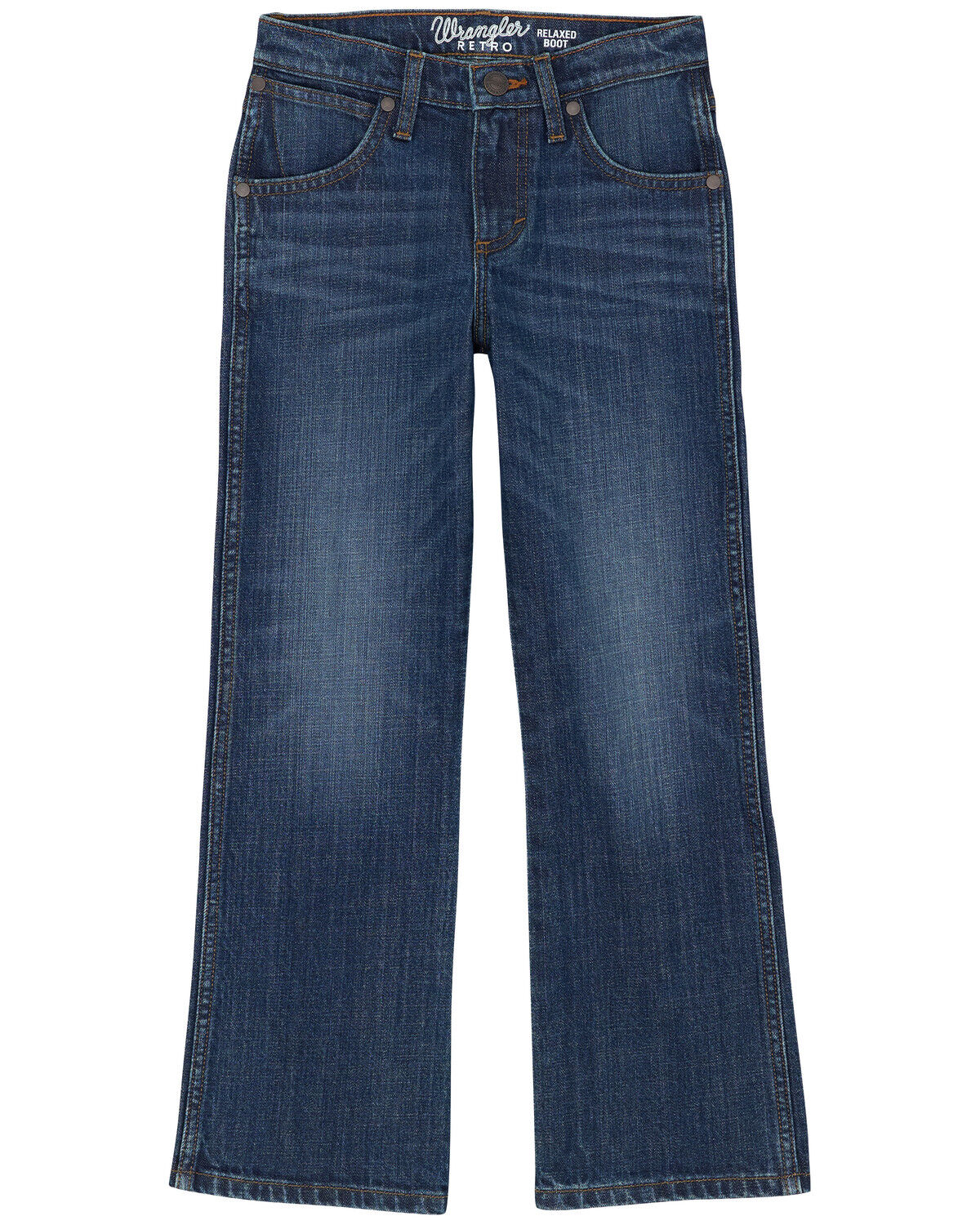 Image #2 - Wrangler Retro Boys' Jackson Hole Dark Wash Relaxed Bootcut Stretch Denim Jeans, Blue, hi-res
