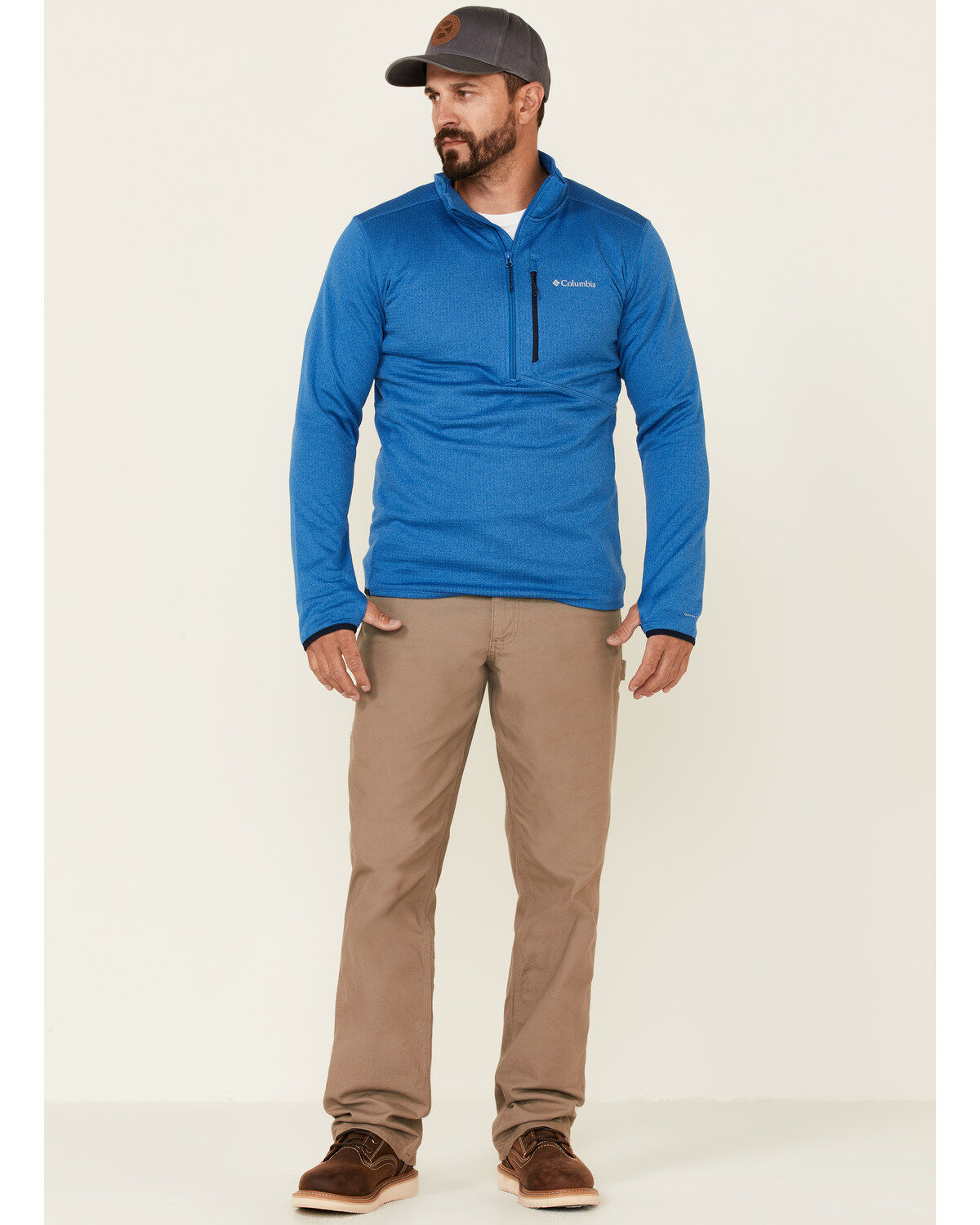 Image #2 - Columbia Men's Heather Indigo Park View 1/2 Zip Fleece Pullover, Blue, hi-res