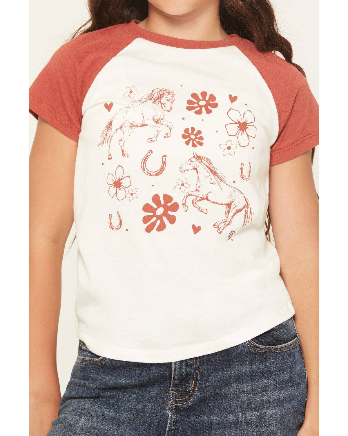 Image #3 - Rock & Roll Denim Girls' Conversational Print Short Sleeve Raglan Tee, Natural, hi-res