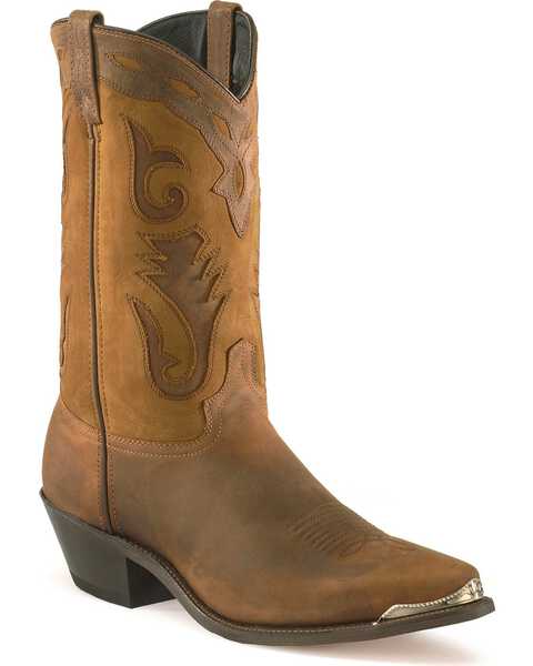 Image #1 - Sage Boots by Abilene Men's Two-Tone Cutout Western Boots, Brown, hi-res