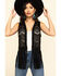 Image #1 - Vocal Women's Lace Studded Fringe Vest, Black, hi-res