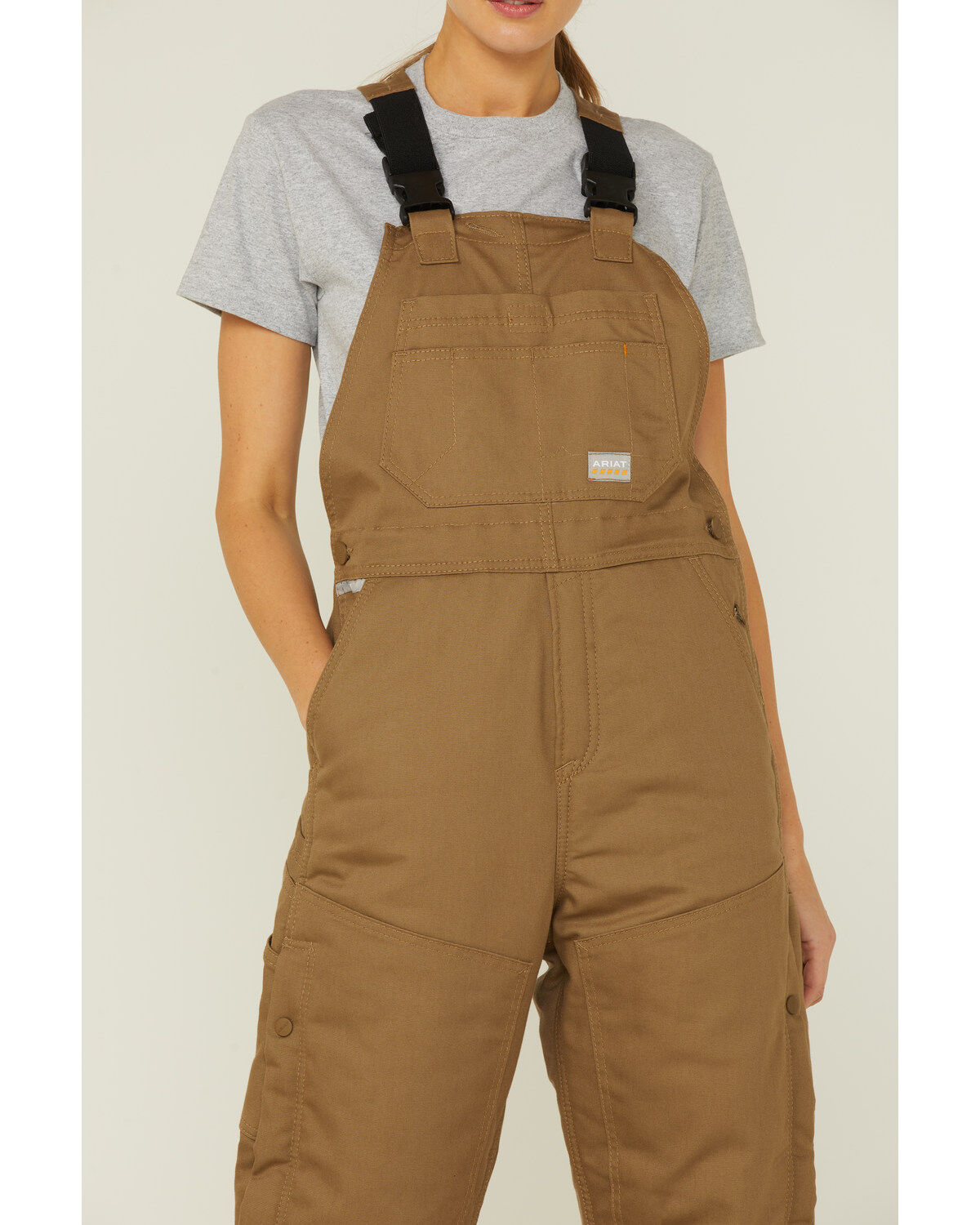 Image #2 - Ariat Women's Rebar DuraCanvas Stretch Insulated Bib Overalls, Beige/khaki, hi-res