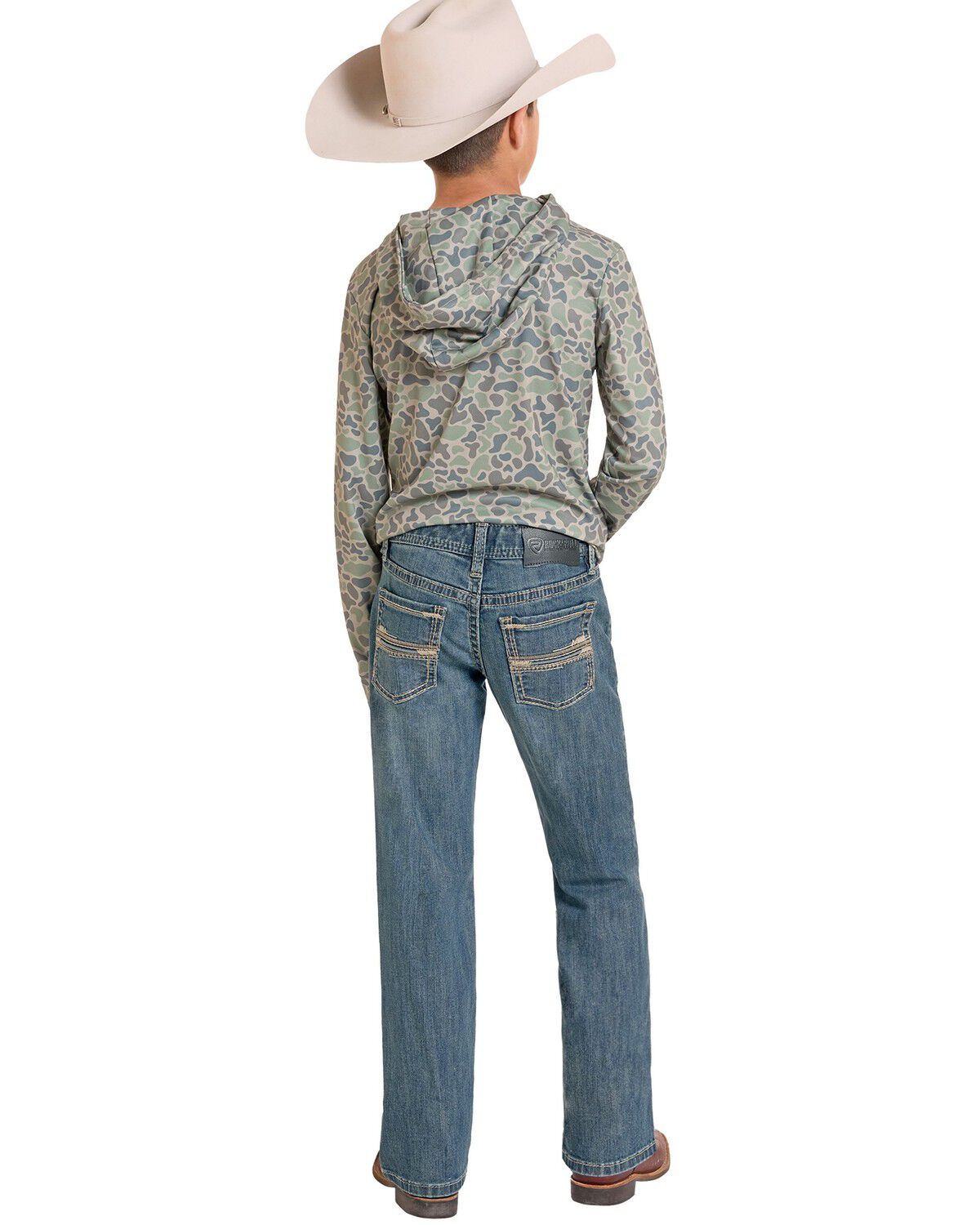 Rock & Roll Denim Boys' Medium Wash Bootcut Stretch Denim Jeans, Medium Wash, hi-res