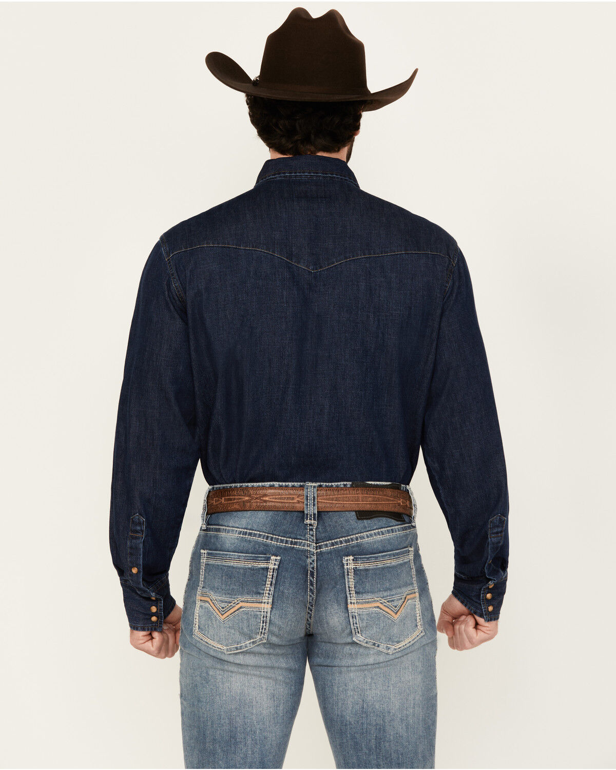 Product Name:  Wrangler Men's Medium Wash Denim Long Sleeve Snap Western Shirt
