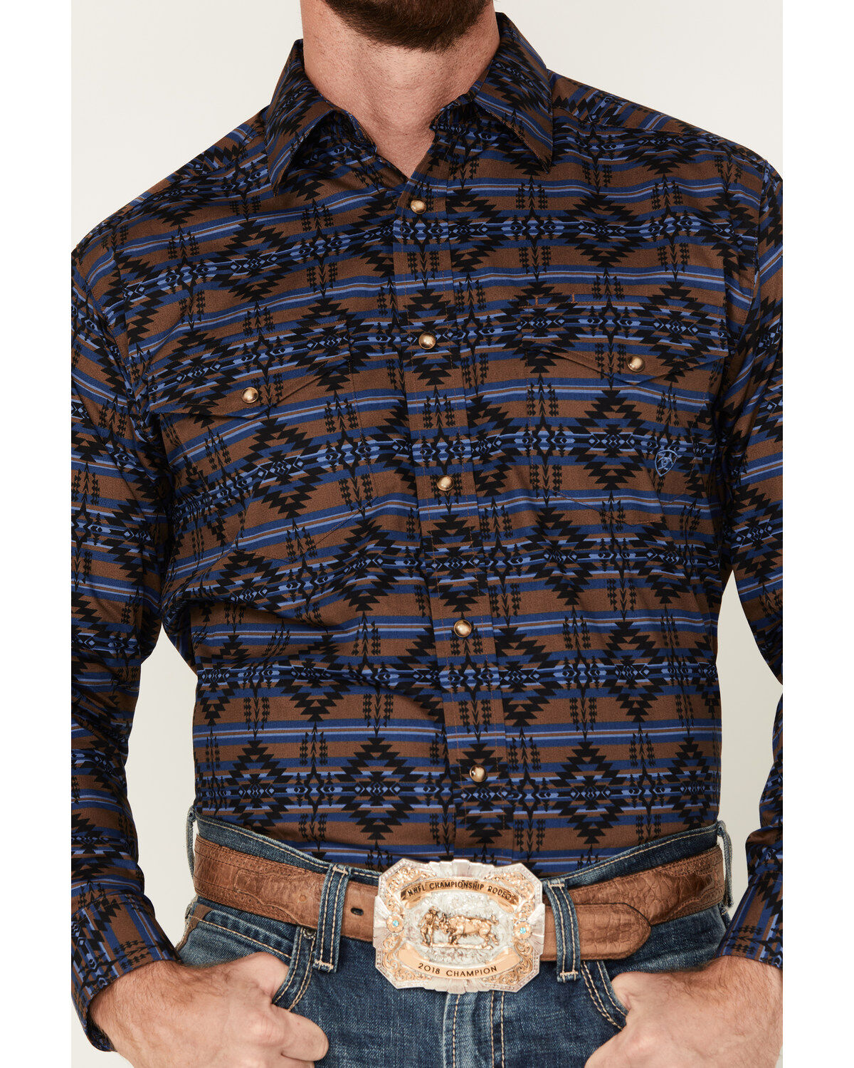 Image #3 - Ariat Men's Giannis Southwestern Print Long Sleeve Snap Western Shirt, , hi-res