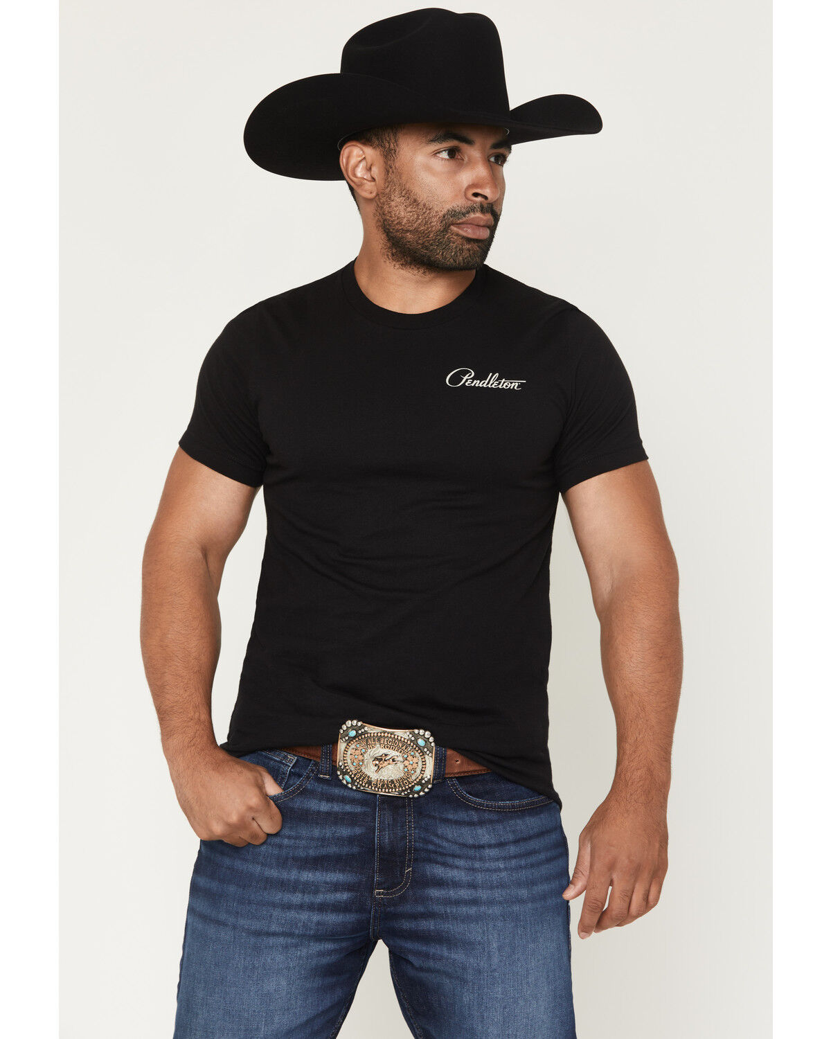 Image #2 - Pendleton Men's Western Brand Logo Short Sleeve Graphic T-Shirt, Black, hi-res