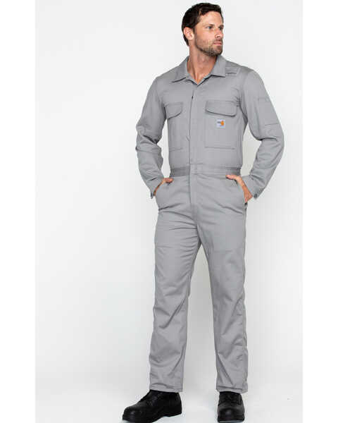 Carhartt Men's Flame Resistant Traditional Twill Coveralls, Grey, hi-res