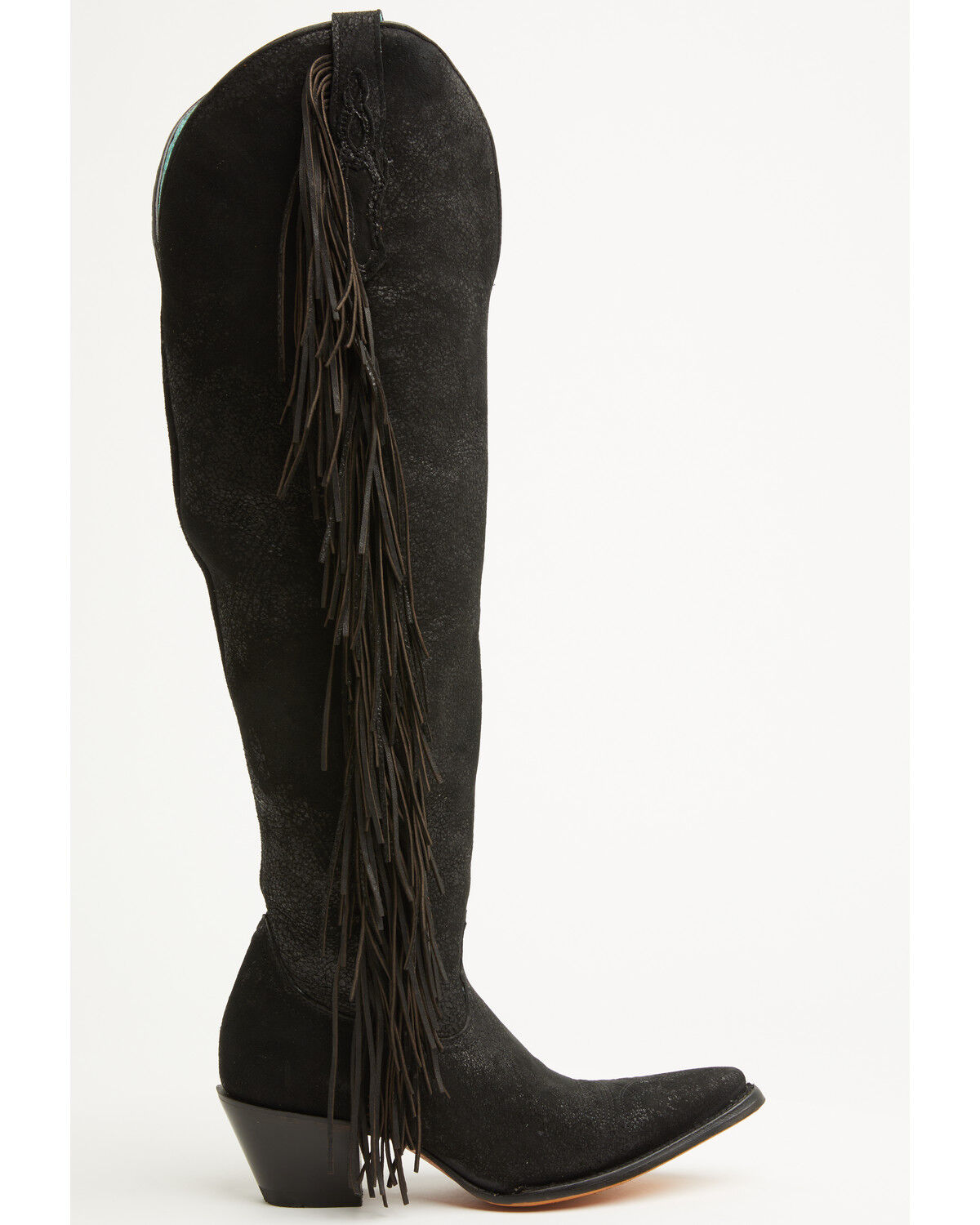 Image #2 - Corral Women's Fringe Tall Western Boots - Snip Toe, Black, hi-res