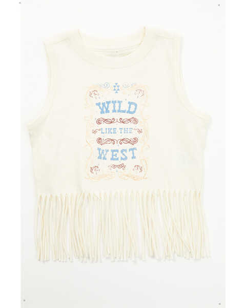 Shyanne Toddler Girls' Wild Like The West Fringe Graphic Tank Top , Cream, hi-res