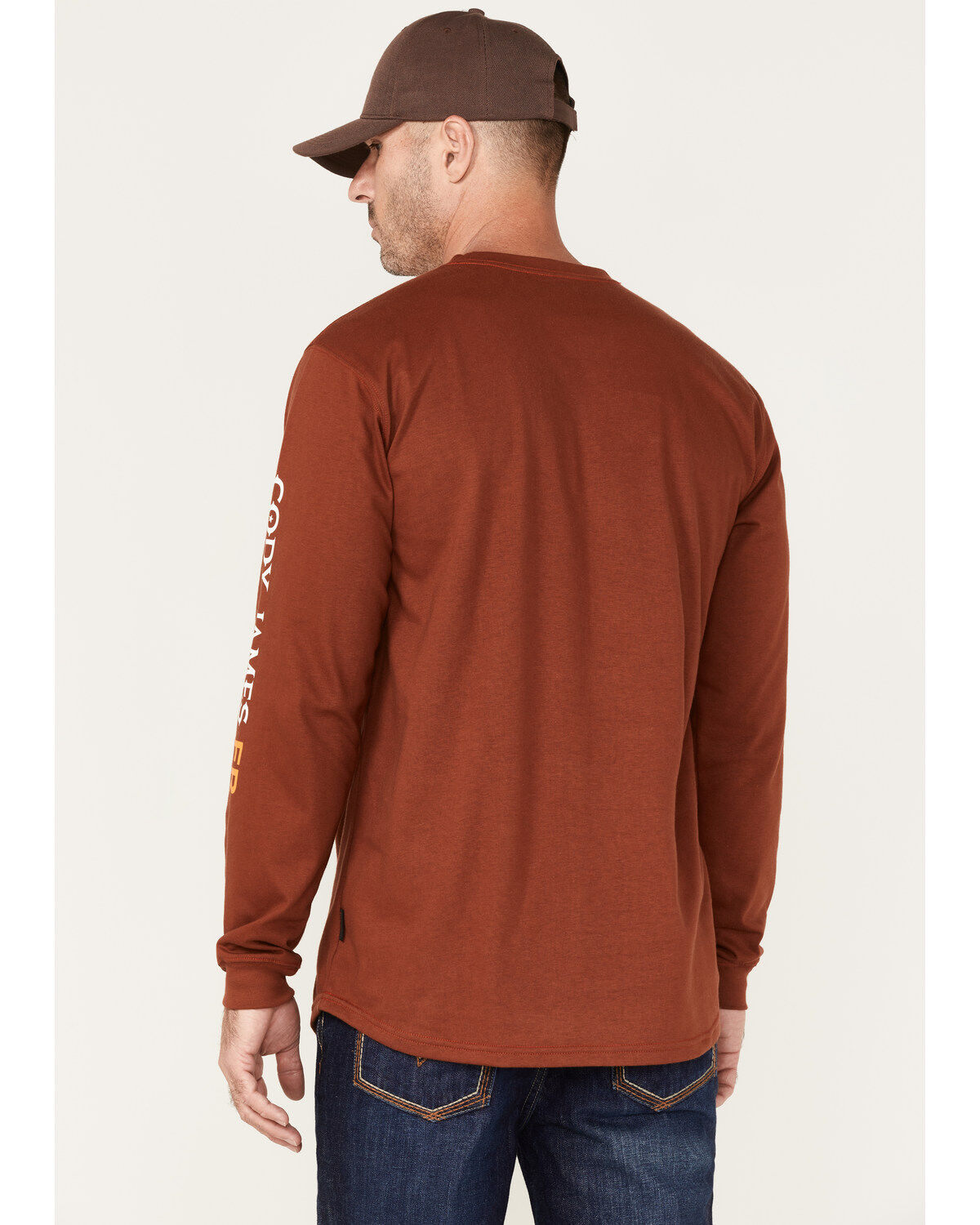 Image #4 - Cody James Men's FR Logo Long Sleeve Work T-Shirt - Tall, Cognac, hi-res