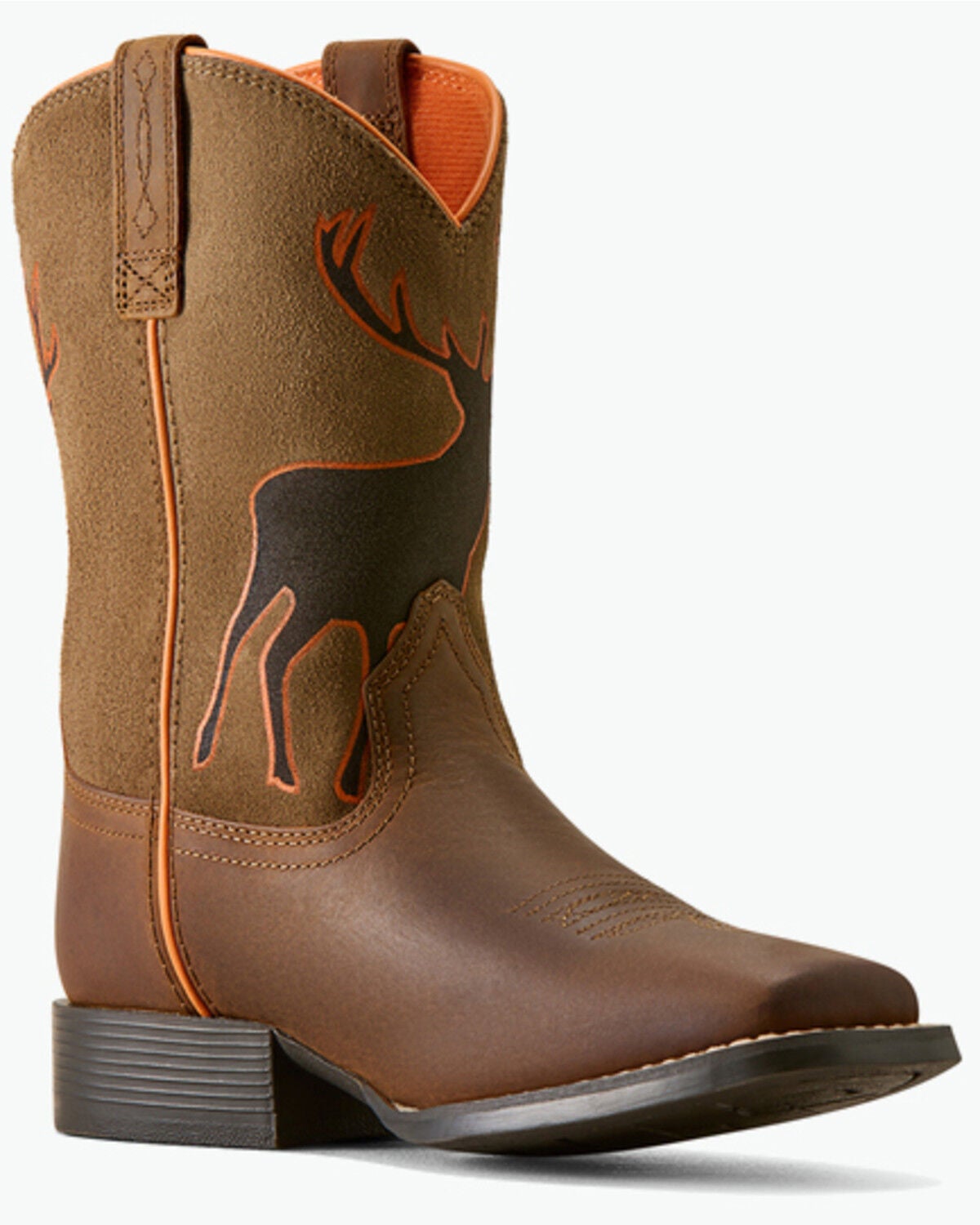 Ariat Boys' Trail Cam Performance Western Boots - Broad Square Toe, Brown, hi-res