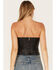Understated Leather Women's Vixen Boned Leather Patched Corset, Black, hi-res
