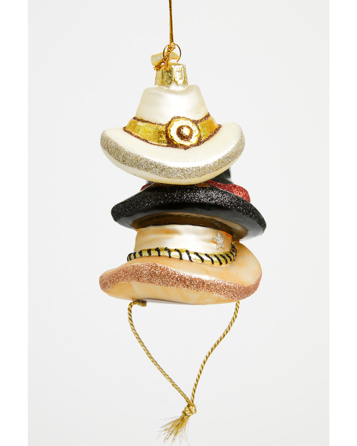 Image #1 - Kurt Adler Noble Gems™ Glass Stacked Western Hats Ornament, Multi, hi-res