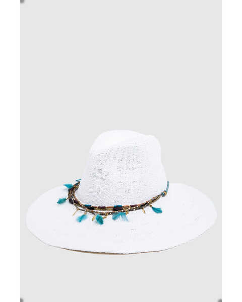 Image #2 - Nikki Beach Women's Dara Straw Western Fashion Hat , White, hi-res