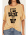 White Crow Women's I'll Drink To That Cold Shoulder Tee, Dark Yellow, hi-res