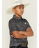 Image #2 - Rock & Roll Denim Boys' Steer Head Skull Short Sleeve Button-Down Polo, Grey, hi-res