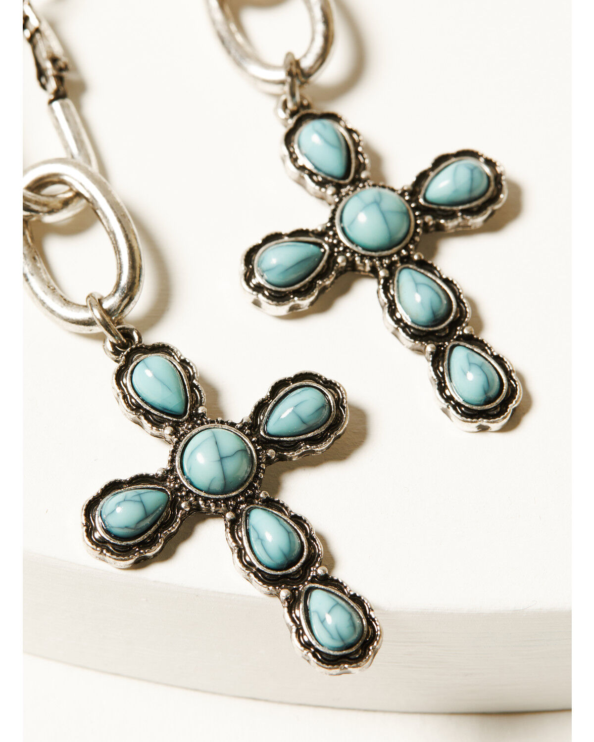Image #2 - Shyanne Women's Cross Statement Earrings, Silver, hi-res