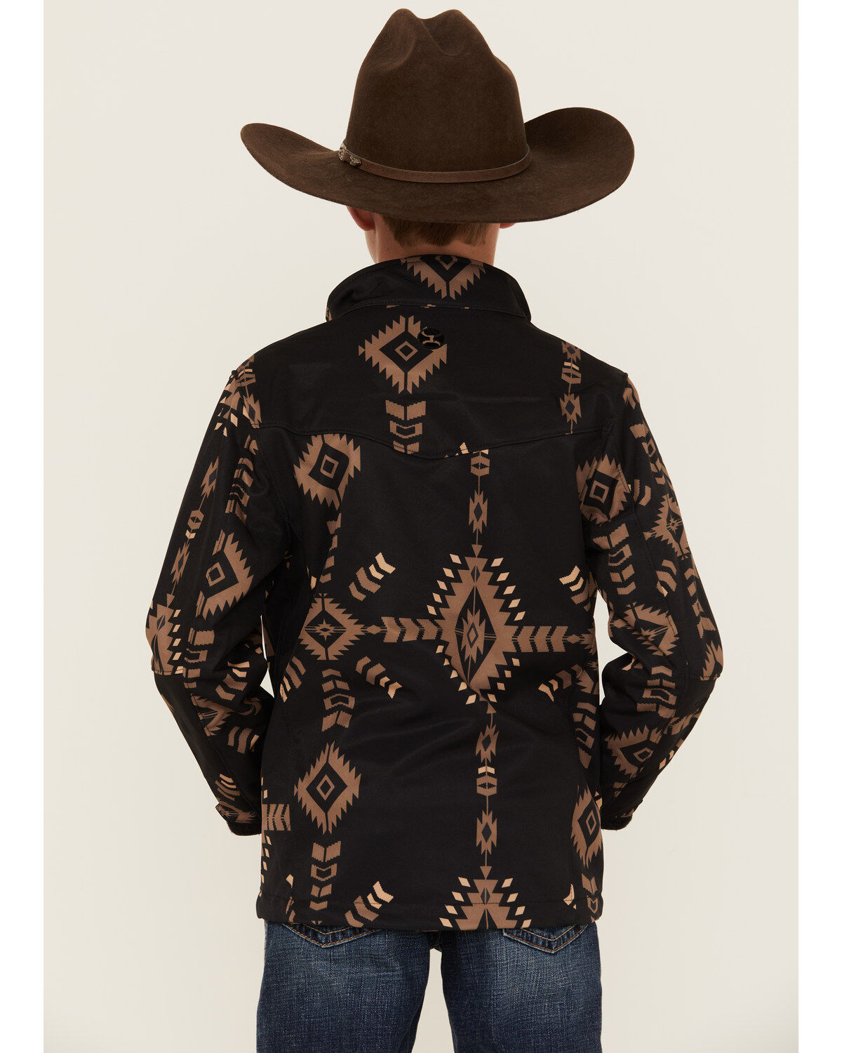 Image #4 - Hooey Boys' Southwestern Print Softshell Jacket, Black, hi-res