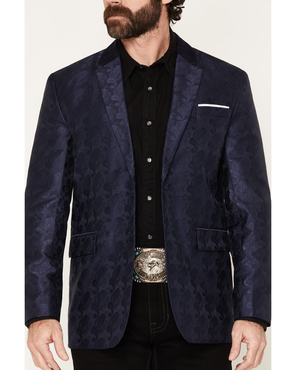 Image #3 - Rock & Roll Denim Men's Paisley Print Sportcoat, Navy, hi-res