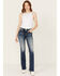 Image #3 - Miss Me Women's Dark Wash Cross Pocket Mid Rise Bootcut Stretch Denim Jeans, Dark Wash, hi-res