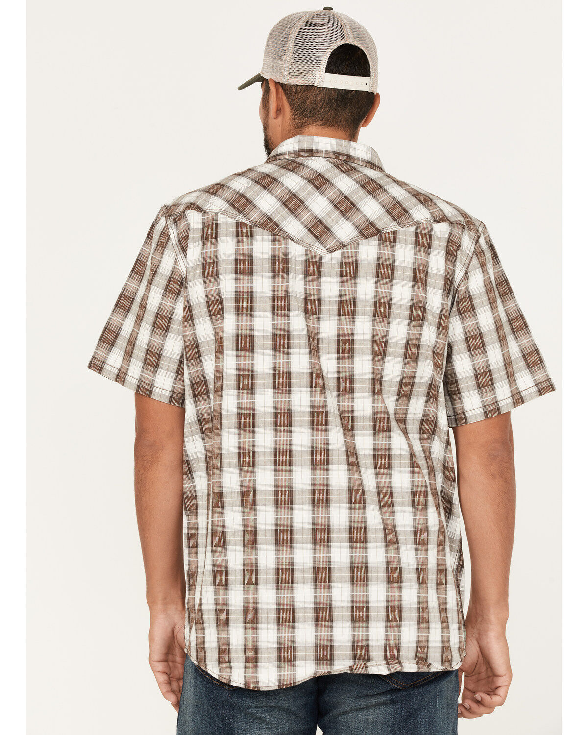 Image #4 - Moonshine Spirit Men's Twisted Barb Plaid Snap Western Shirt, Brown, hi-res