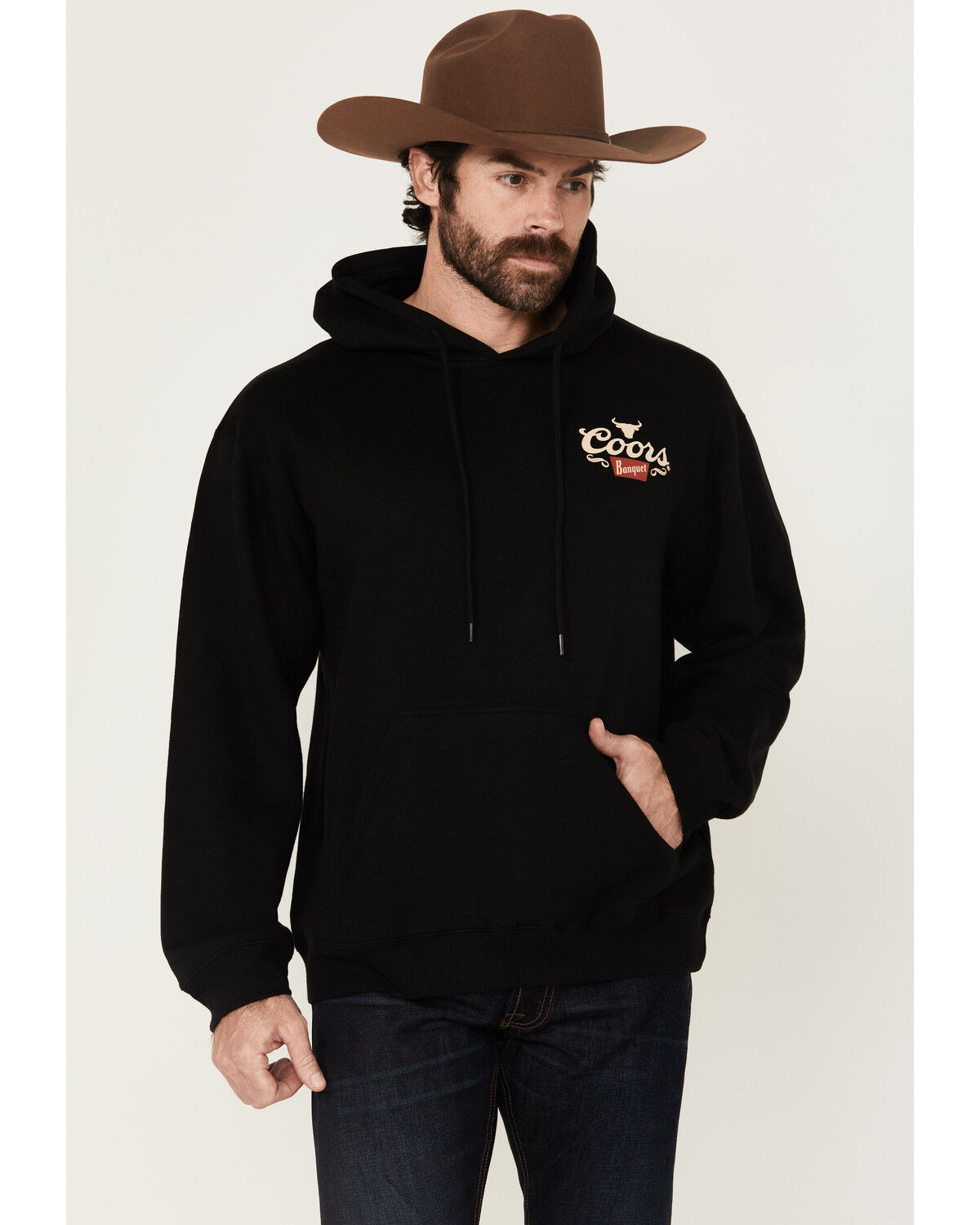 Image #2 - Coors Men's Boot Barn Exclusive Coors Rodeo Steer Head Hooded Sweatshirt, Black, hi-res