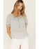 Jolt Women's Ditsy Floral Print Short Puff Sleeve Ruffle Shirt, Olive, hi-res