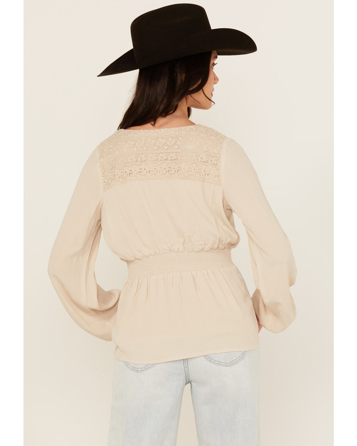Image #4 - Shyanne Women's Lace Long Sleeve Button-Down Shirt, Natural, hi-res