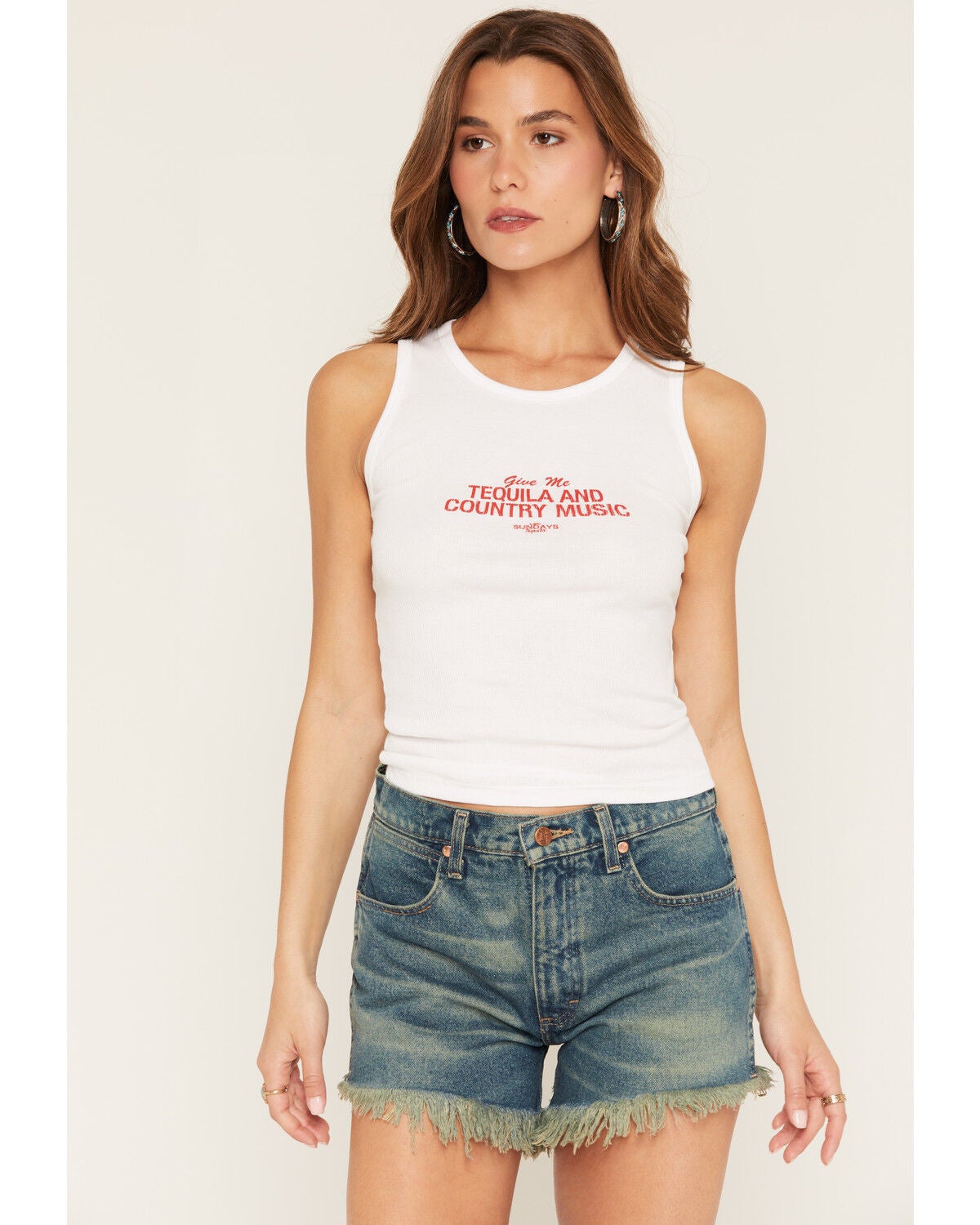 Los Sundays Women's Tequila & Country Graphic Tank Top, White, hi-res