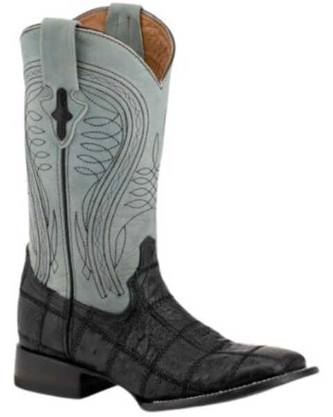 Ferrini Men's Ostrich Patch Exotic Western Boots, Black, hi-res