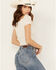Cleo + Wolf Women's Knit Eyelet Smocked Crop Top, Cream, hi-res