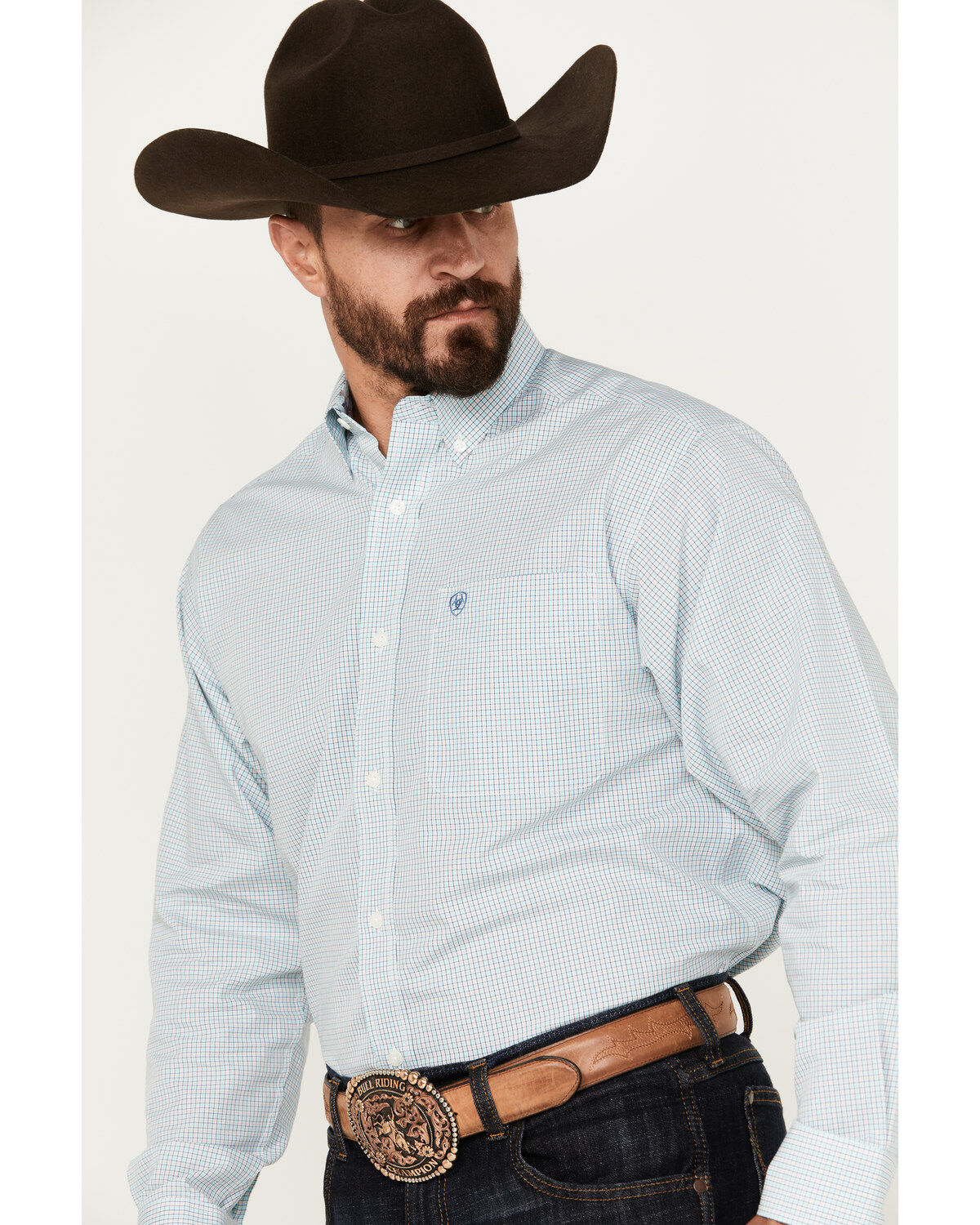 Product Name:  Ariat Men's Wrinkle Free Westley Plaid Print Button-Down Long Sleeve Western Shirt