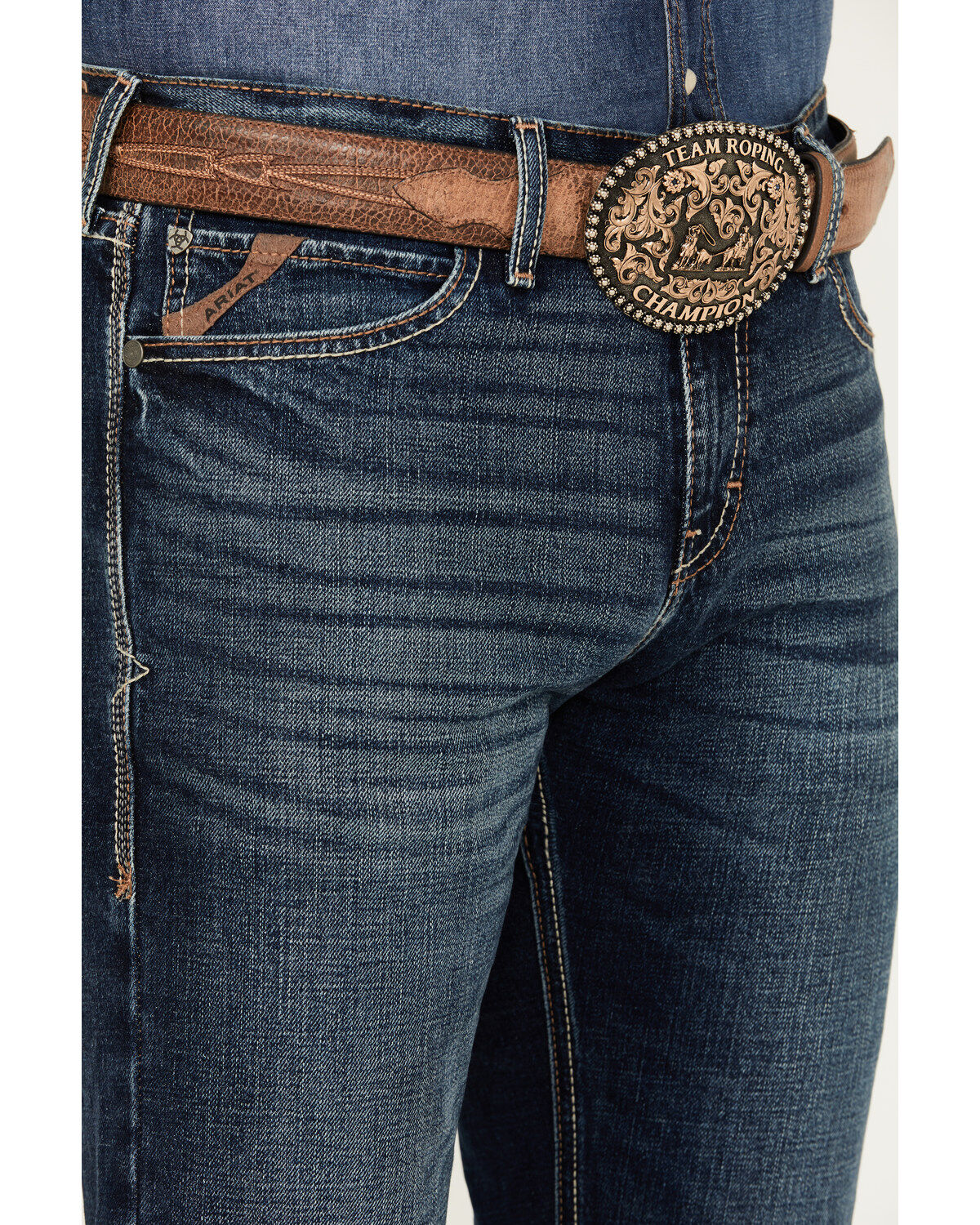 Image #2 - Ariat Men's M8 Dark Wash Modern Stretch Art Slim Denim Jeans, Dark Wash, hi-res
